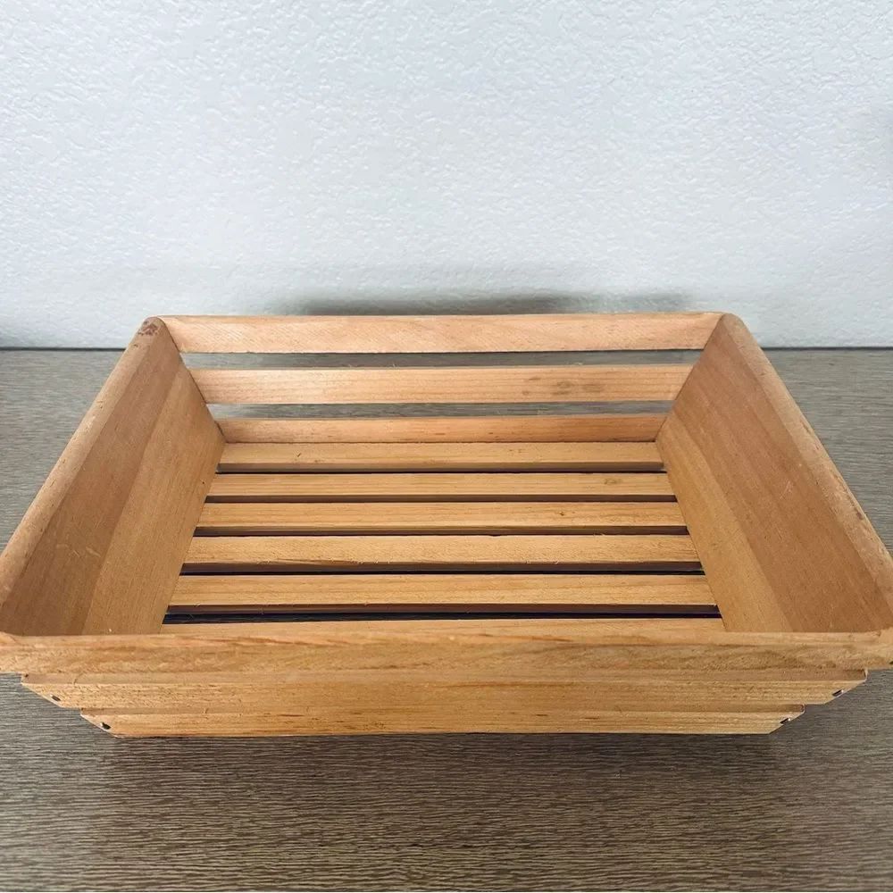 Wooden Slat Storage Gift Basket Kitchen Bath